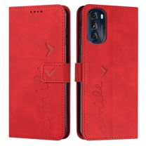 Dteck Wallet Case for Motorola Moto G 5G 2022,PU Leather Magnetic Flip Card Slots Kickstand Phone Cover with Wrist Strap,Red