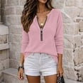 thumbnail image 5 of Oiangi Women's Half Zip Long Sleeve Shirts Crewneck Fashion Streetwear Pullover Tops for Fall Winter Pink M, 5 of 8