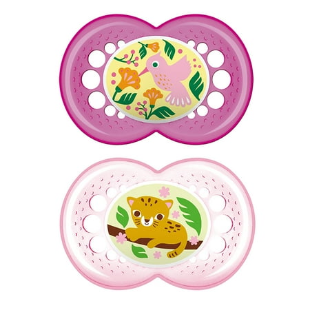 MAM Crystal Pacifier, 6-16 Months, Girl, 2 Pack