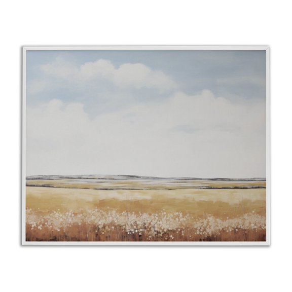 Stupell Industries Contemporary Abstract Countryside View White Framed Giclee Art, 30 x 24, by Lettered and Lined