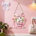 thumbnail image 6 of FEOLGEHLY Spring Summer Welcome Easter Door Sign Wooden Bunny Hanging Sign Truck Door Hanger with Rope Colorful Easter Themed Hanging Decoration for Front Porch Home Wall Decor, Pink, 6 of 7