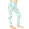 thumbnail image 3 of COEQINE Rainbow Cloud Mint Girls Yoga Leggings Pants Full Length Athletic Trousers High Waist Tummy Control, for 4-5 Years Kids Girls, 3 of 7