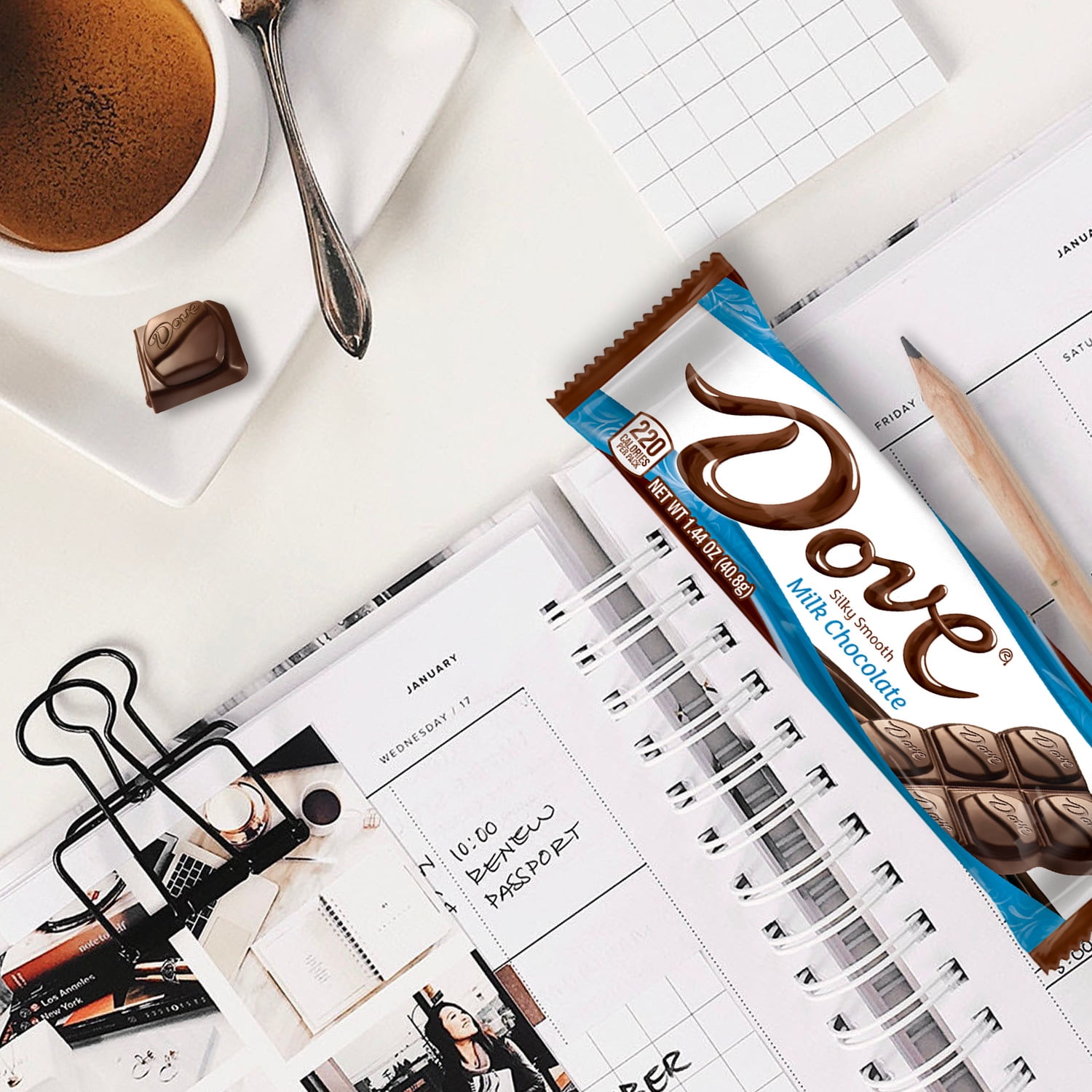 (6 pack) Dove Candy Milk Chocolate Bar, Full Size - 1.44 oz Bar