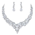 thumbnail image 1 of Conjunto de joyas con collar y pendientes colgantes con forma de lágrima de cristal austriaco para novias y mujeres, 1 of 5
