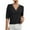 Black, variant on qolati Womens Crochet Summer Tops 2024 Fashion 3/4 Sleeve Button Down Henleys Shirts Casual Loose Knit Dressy Tunic Blouses