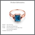 thumbnail image 5 of Gem Stone King 2.74 Cttw London Blue Topaz and Blue Sapphire 18K Rose Gold Plated Silver Ring for Women | Emerald Cut 9X7MM and Round 2MM (Size 7), 5 of 5