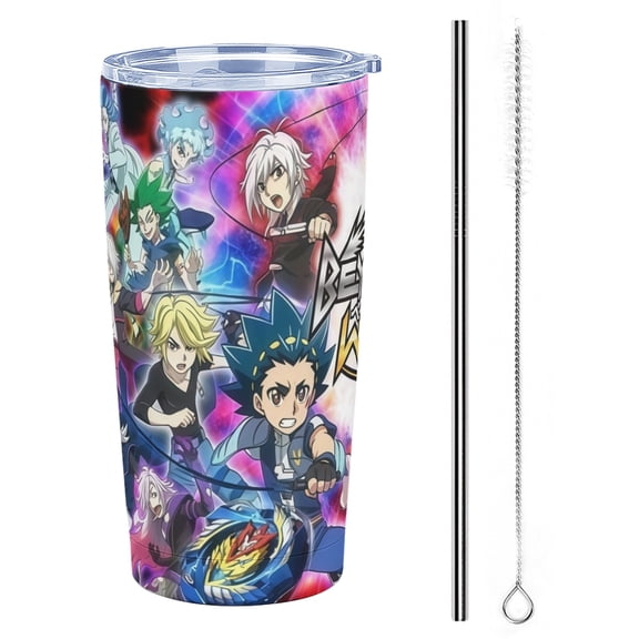 Beyblade Burst Stainless Steel Tumbler Cup with Lid Double Walled Insulated Coffee Cup Travel Keeps Drinks Cold & Hot 20 oz