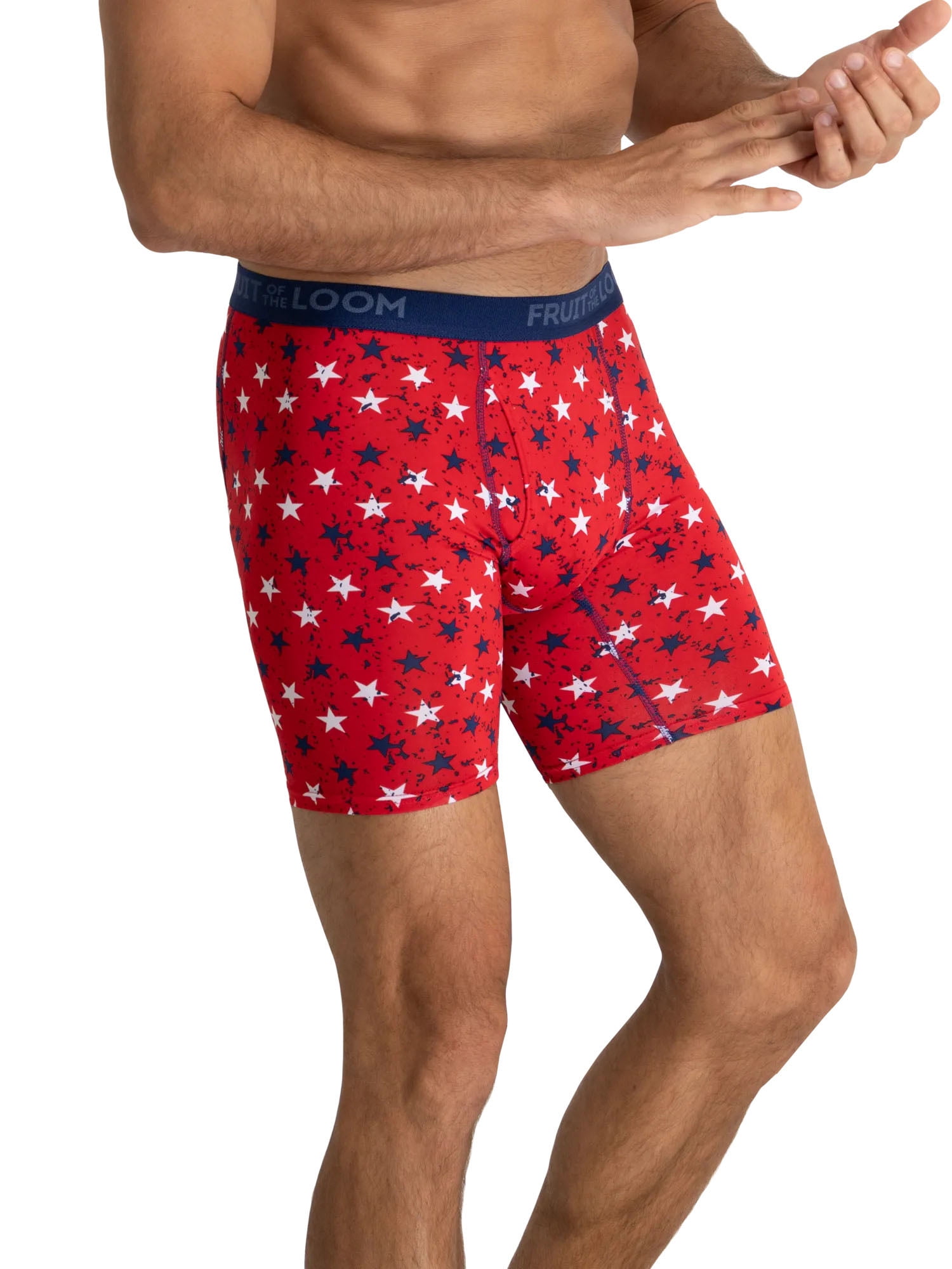 Fruit of the Loom Men's Americana Stretch Boxer Briefs, Moisture Wicking Underwear, 3-Pack