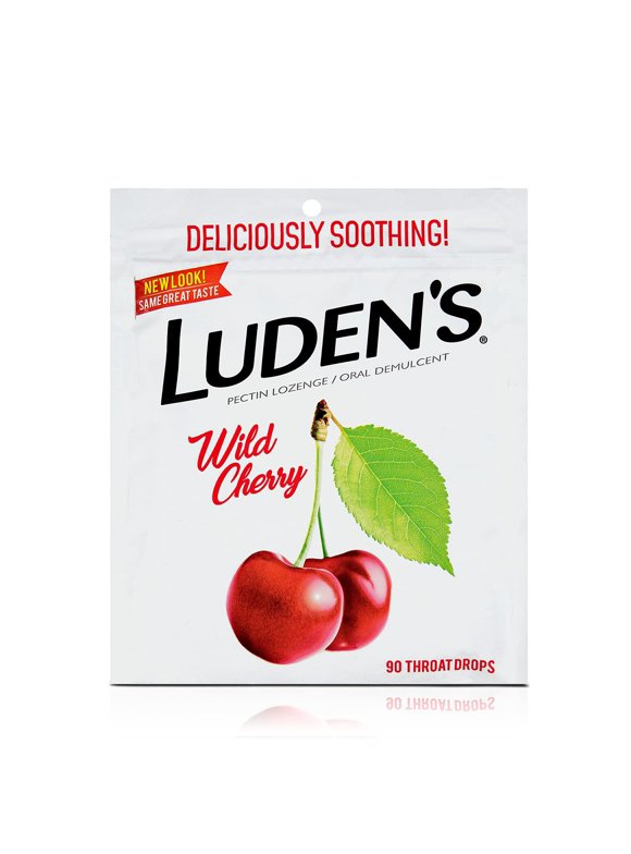Luden's Sore Throat Drops, For Minor Sore Throat Relief, Wild Cherry, 90 Count
