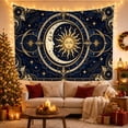 thumbnail image 3 of Celestial Sun and Moon Faces Set Against a Starry Navy Sky, Mystical Celestial for Astronomy Fans, Ornate Zodiac Medallion Art, Birthday Gift Tapestry Wall Hanging for Bedroom and Living Room, 3 of 7