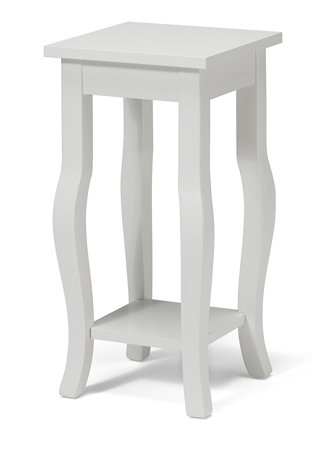 Kate and Laurel Lillian Wood Pedestal End Table Curved Legs with Shelf, 12" x 12" x 24", True