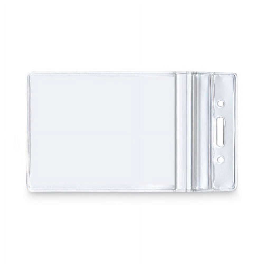 Resealable ID Badge Holders, Vertical, Frosted 3.68" x 5" Holder, 2.62" x 3.75" Insert, 50/Pack | Bundle of 2 Packs