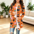 thumbnail image 2 of IYYVV Halloween Cardigan Pumpkin Goast Witch Halloween Sweaters for Women Long Sleeve Oversized Cardigan 2026 Saffron S, 2 of 6