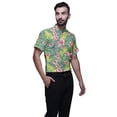 thumbnail image 2 of BESTMAN Chemise en Coton pour Hommes Manches Courtes Col Mandarin Imprimé Chemise Décontractée Grise, 2 of 5