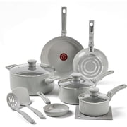 Ceramic Non Stick Cookware Set 12 Piece, Oven Broiler Safe 350F, Cookware, Kitchen Cooking Set w/Fry Pans, Saucepans & Kitchen Utensils, Pots and Pans Set Nonstick, Moon Gray