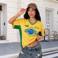 thumbnail image 2 of BAKREP Women Brazil Soccer Jersey, Brazil Flag Graphic Short Sleeve Tee V-Neck T Shirts Happy Trendy Jerseys for Women 2026 Summer Shirts, 2 of 19