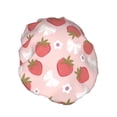 thumbnail image 2 of Kdxio Floral Strawberr Print Shower Cap for Women,Elastic and Reusable,Double Waterproof Layers Bathing Hat, 2 of 9