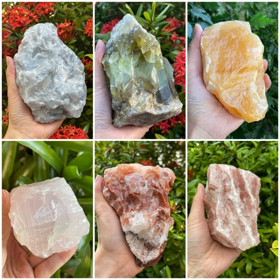 Extra Large Blue Calcite Rough Natural Stones, Raw Calcite Blue Crystals (0.25-0.5 Pounds)