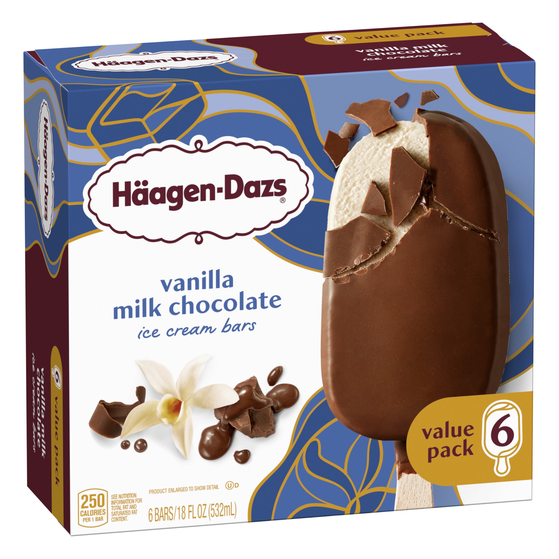 HAAGEN-DAZS Vanilla Milk Chocolate Ice Cream Bars 6 ct Box