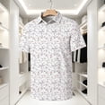 thumbnail image 2 of Boys Print Short Sleeve Golf Polo Shirts Novelty Cartoon Abstract Pattern Collared Tee Lightweight Breathable Casual Polo Top for Kids Daily Outdoor Summer Wear(White2,7-8 Years), 2 of 4