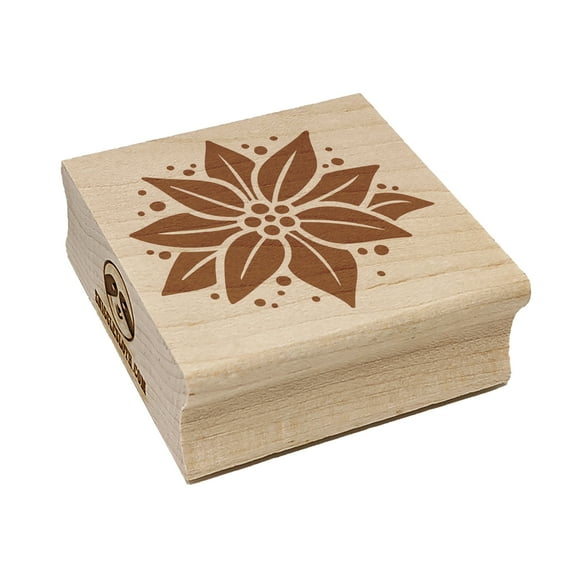 Poinsettia Flower Christmas Square Rubber Stamp Stamping Scrapbooking Crafting - Small 1.25in