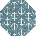 thumbnail image 3 of Unique Loom Outdoor Coastal Collection Area Rug - Ahoy (5' 3" Octagon Teal/Ivory), 3 of 7