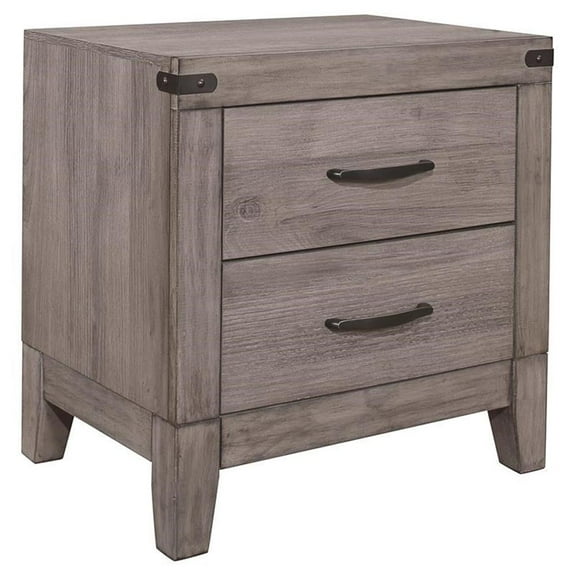 Pemberly Row 2-Drawers Contemporary Wood Nightstand in Gray