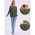 thumbnail image 2 of DARING DIVA Women's Waffle Knit Top Long Sleeve Babydoll Peplum Blouses XS Army Green, 2 of 6