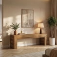 thumbnail image 4 of Finmind 63" TV Stand for TVs up to 70 Inches, Rustic Natural TV Console for Living Room, 4 of 10