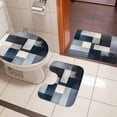 Blue Grey Color Block Bathroom Rugs Set Abstract Graffiti Art Oil ...