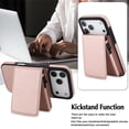 thumbnail image 4 of Leather For iPhone 17 Pro Case With  2-in-1 Pop-up Card Holder, Wallet Case For Women Men With RFID Blocking, Durable Leather Kickstand Magnetic Clasp Shockproof Phone Case,Rose gold, 4 of 8