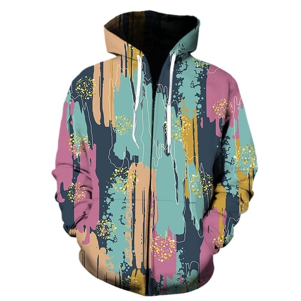 Sudadera con capucha y cremallera con estampado de grafiti de primavera para hombre y mujer, estilo informal, a la moda, ropa de calle con estampado 3D, para niño y niña, abrigo genial