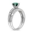 thumbnail image 2 of 1.00 Carat (Ctw) Lab-Created Emerald Bridal Ring Set in 10K White Gold with Diamonds for Women, 2 of 6