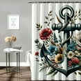 thumbnail image 2 of Anchor, Floral  Bathroom Decor Set , multi size Colorful Luxurious Graphic Print Polyester Fabric Fashion Bathroom Decor Sets with Hooks  Bathroom Shower Curtain Set  shower curtain for bathroom, 2 of 7