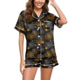 thumbnail image 2 of WTOBBY Women's Printed Halloween Pajama Set Loose Casual Short Sleeve Top with Elastic Waist Shorts Two-Piece Comfy Sleepwear Home Lounge Wear Outfit,Dark Green L, 2 of 6