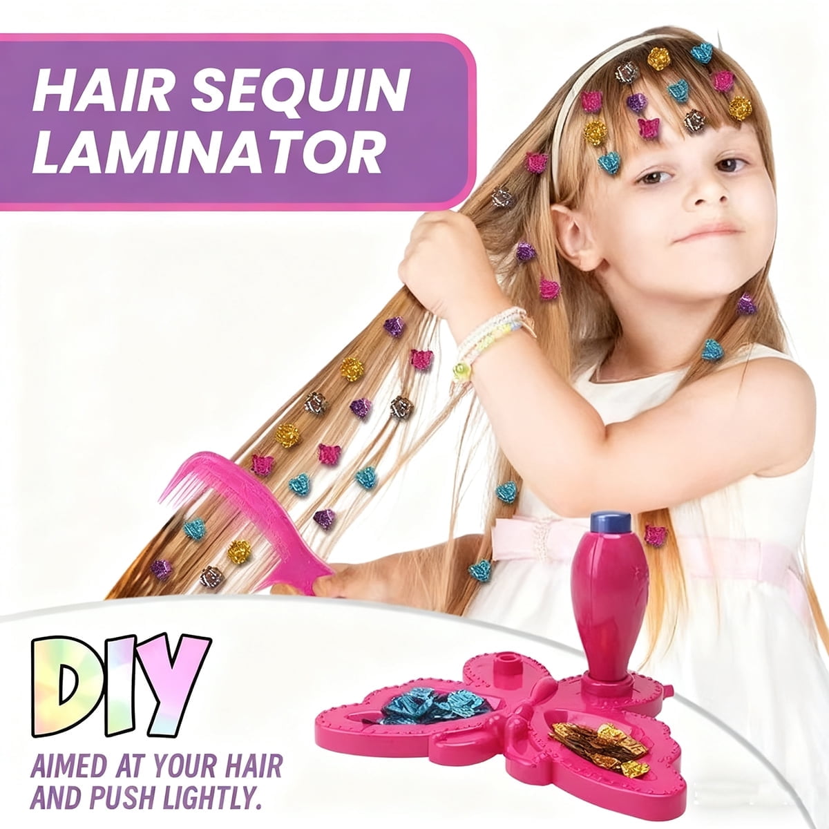Hair Gem Stamper Kit, Hair Jewels for Girls DIY Toys, Hair Styling Tool with Reusable Shining Hair Accessory, Birthday Christmas Gifts for Girls