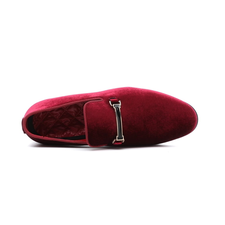 Santimon Mens Velvet Penny Loafers Slip-on Metal Buckle  display picture 1