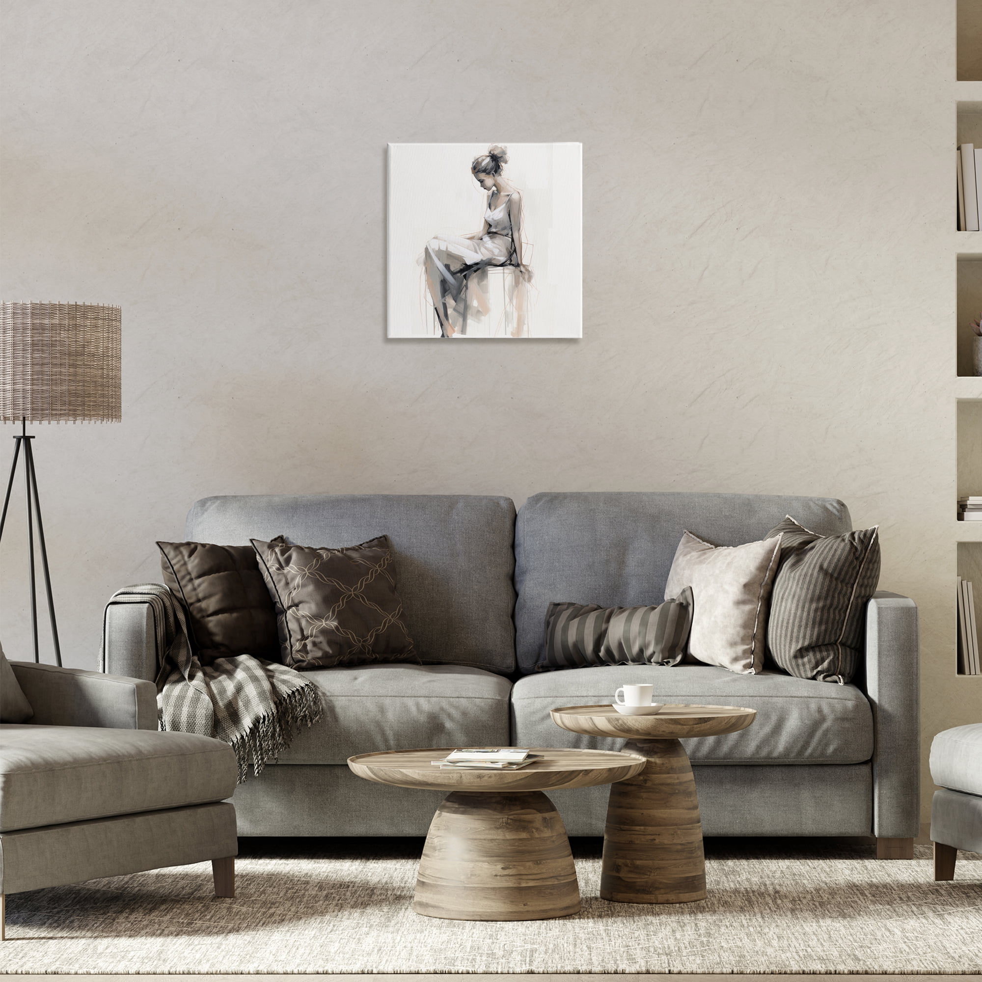 Stupell Industries Female Portrait Impression People Painting Wrapped Canvas Art Print Wall Art, 17 x 17