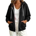thumbnail image 2 of SYwaren Women's Casual Full Zip Hoodie Long Sleeve Loose Oversized Solid Color Hooded Sweatshirt Jacket with Pockets Trendy Stylish, 2 of 6