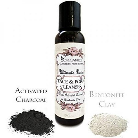 Ultimate DETOX Face Wash Activated Charcoal Bentonite CLAY Facial Cleanser with Organic Tea Tree, Oregano, Lemongrass & Sandalwood for a Clear and Refined Complexion - (4 FL OZ)