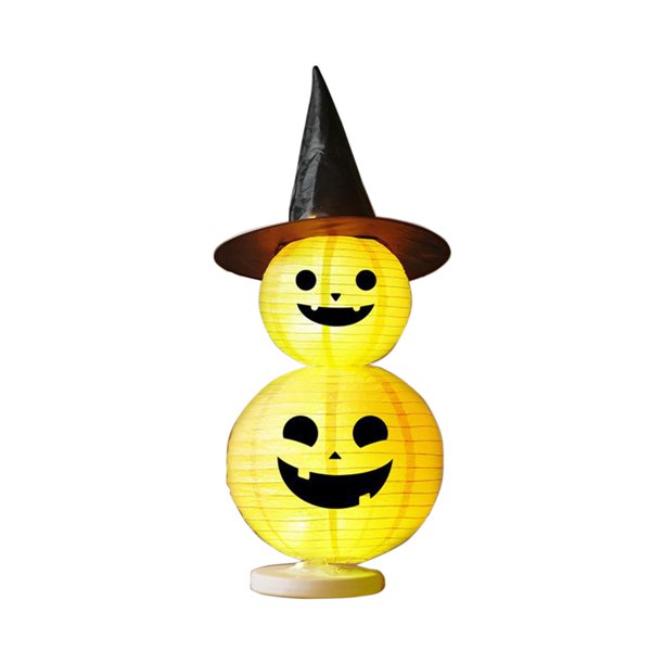 Linterna de calabaza de Halloween con luz decorativa, sombrero de bruja brillante, pila de calabazas para fiestas, mesas, decoración interior y exterior, 3 estilos