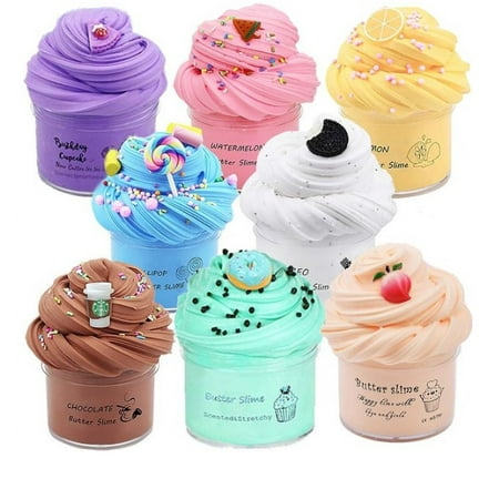 DIY Butter Slimes Fruit Kit Soft Stretchy and Non-sticky Cloud Slimes Making Set Scented Toy Party Favors for Kids Gift 70ML Blue