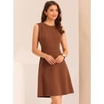 thumbnail image 2 of Vestido de trabajo para mujer Color sólido Sin mangas A-line Flare Vestidos Marrón L, 2 of 6