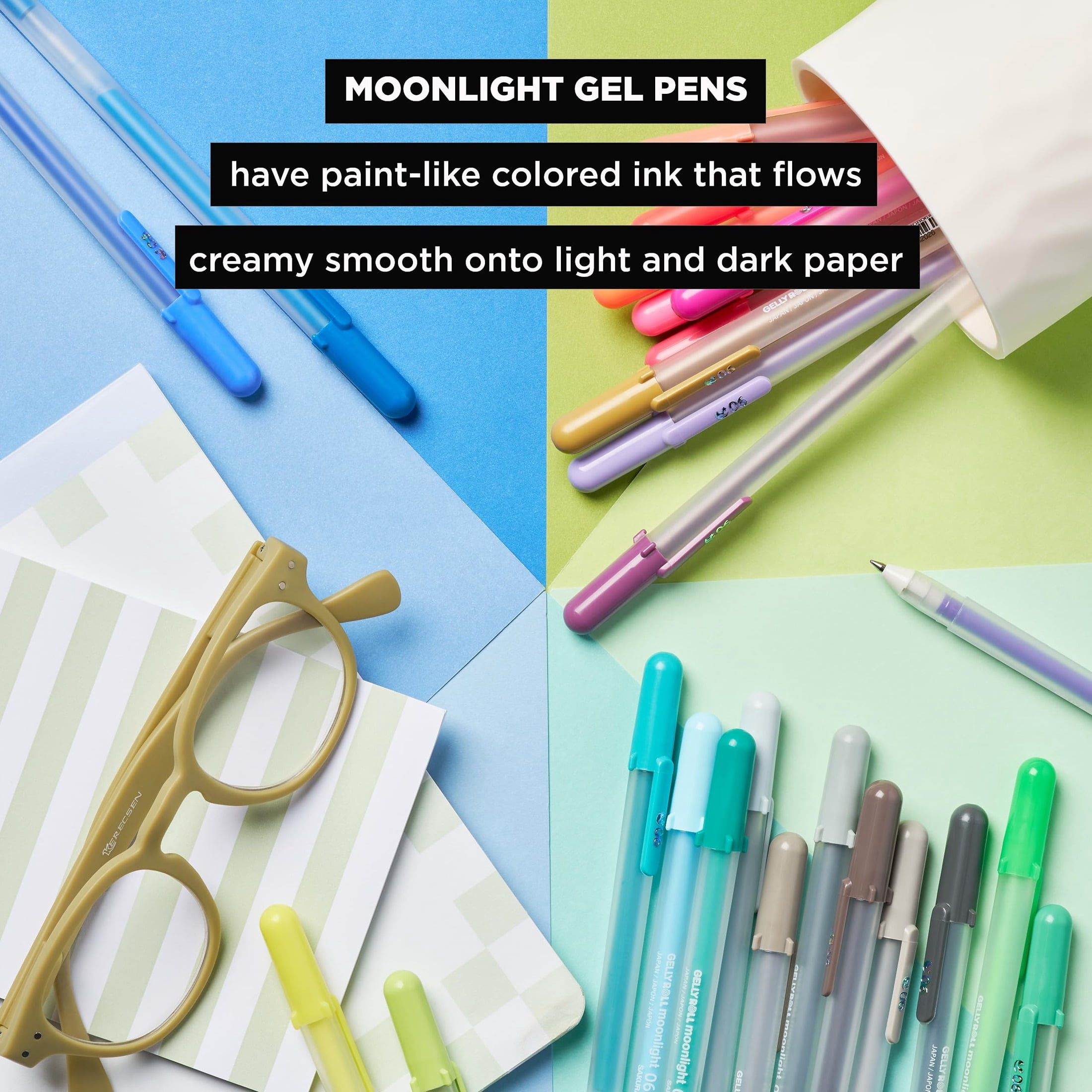 Sakura Gelly Roll Moonlight 06 Gel Pens - Bold Point Ink Pen for Journaling, Art, or Drawing - Assorted Bright Ink - Bold Line - 16 Pack