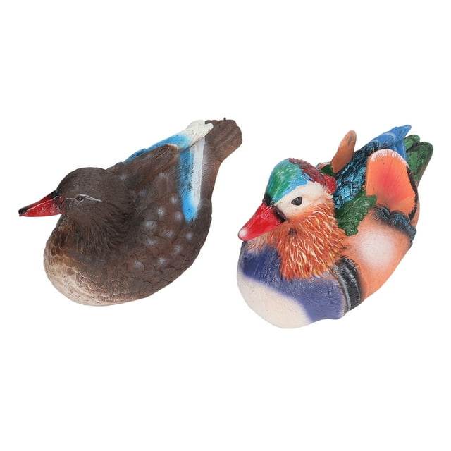 2PCS Flottant Mandarin Canard Statue Décoration Figurines de Collection Résine Mignon Animal Sculpture pour Étang de Jardin Extérieur