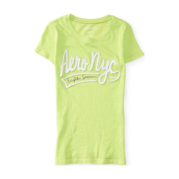 Aeropostale Aero NYC Script Camiseta gráfica para mujer, verde, extra pequeña Aeropostale Camiseta gráfica