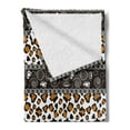 thumbnail image 2 of Zambia Soft Flannel Fleece Throw Blanket, Cheetah Pattern with Circles Spiral Exotic Fur Zoo Safari Image, Cozy Plush for Indoor and Outdoor Use, 50" x 70", Dark Brown Orange White, by Ambesonne, 2 of 5