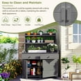thumbnail image 3 of Harper & Bright Designs Wood Potting Bench with Hutch, Garden Workstation with Table & Drawer, Outdoor Planting Table with Storage Shelves and Cabinet, Gray, 3 of 16