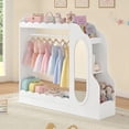 thumbnail image 5 of Curipeer Kids Dress up Storage with Mirror & Bookshelves, Wood Armoire Wardrobe Closet for Bedroom,White, 5 of 9