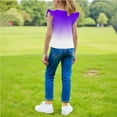 thumbnail image 6 of TEAJOPSUU Girls Flying Sleeve Shirt Gradient Color Crew Neck Tunic Top Soft Summer Blouse Casual Tees for 3-15 Years C-Purple, 6 of 8